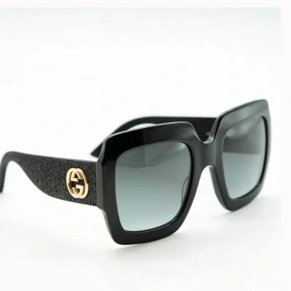 GUCCI black oversized square glitter sunglasses - Picture 4 of 7